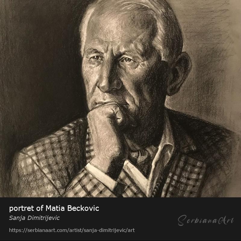 portret of Matia Beckovic, Charcoal/Paper, Sanja Dimitrijevic