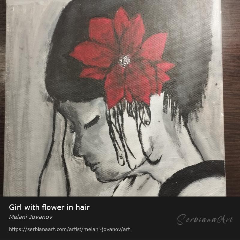 Girl with flower in hair, Acrylic/Canvas, Melani Jovanov