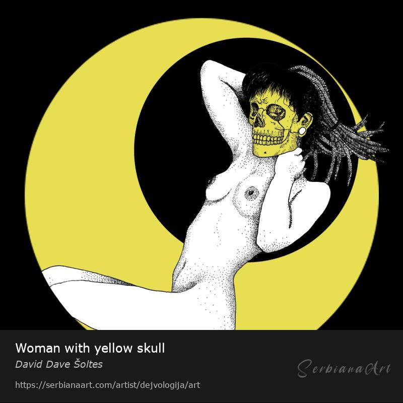 Woman with yellow skull, Digital Art/Mixed, David Dave Šoltes