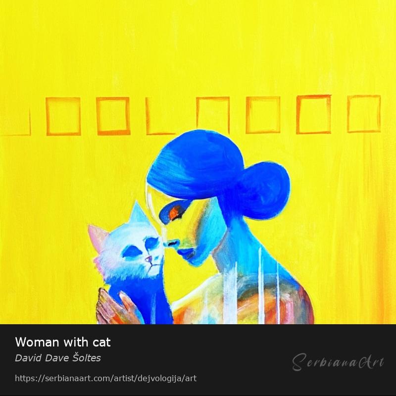 Woman with cat, Acrylic/Canvas, David Dave Šoltes