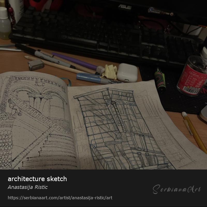 architecture sketch, Pencil/Paper, Anastasija Ristic