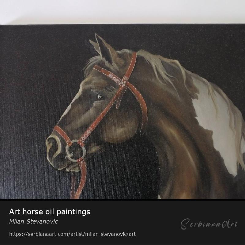 Art horse oil paintings, Oil/Canvas, Milan Stevanovic