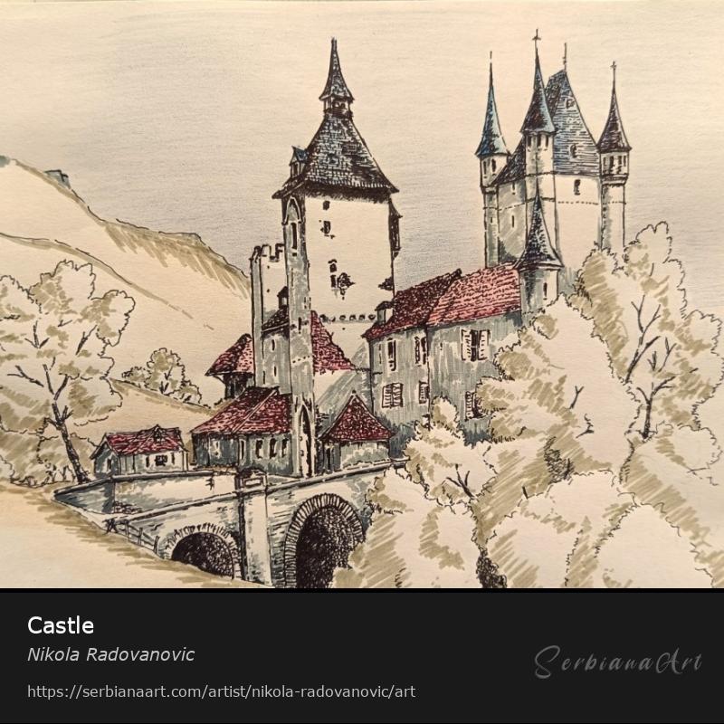 Castle, Mixed Media/Paper, Nikola Radovanovic