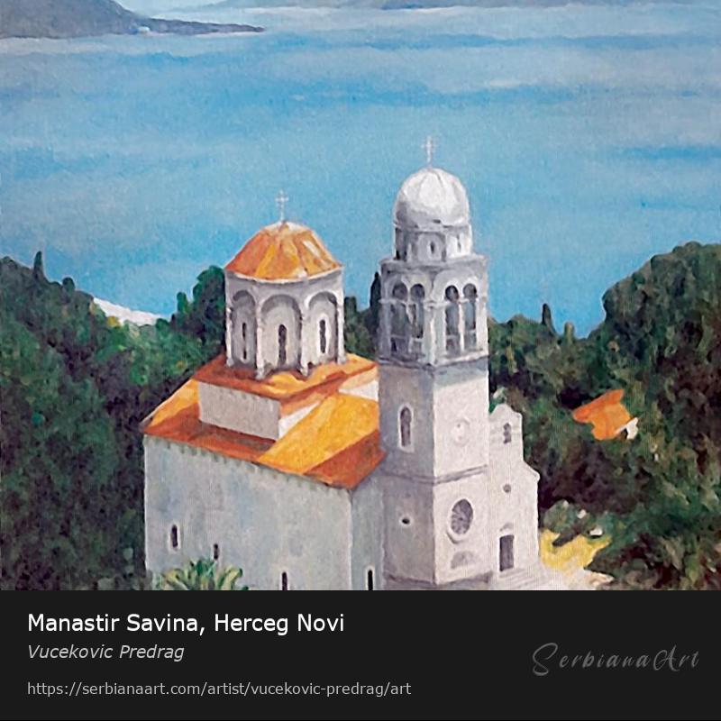 Manastir Savina, Herceg Novi, Oil/Canvas, Vucekovic Predrag