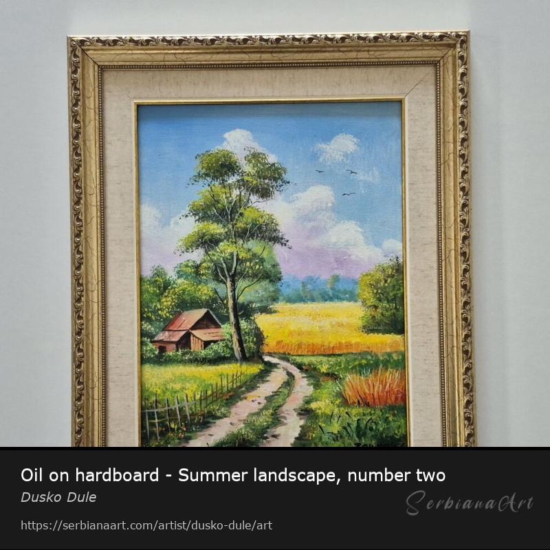 Oil on hardboard - Summer landscape, number two, Oil/Hardboard, Dusko Dule