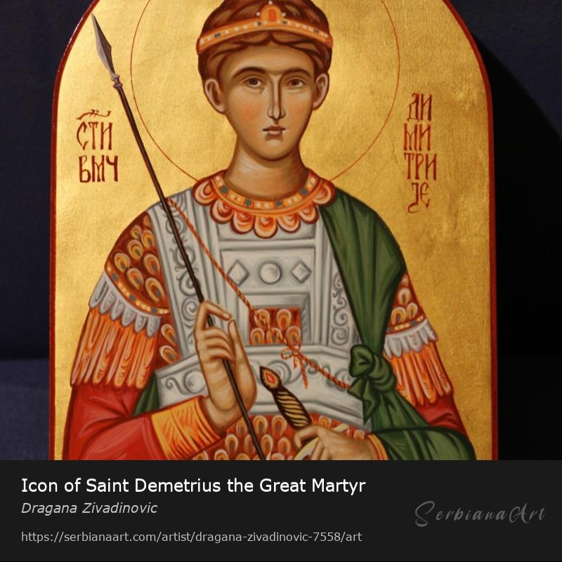 Icon of Saint Demetrius the Great Martyr, Egg tempera/Wood, Dragana Zivadinovic