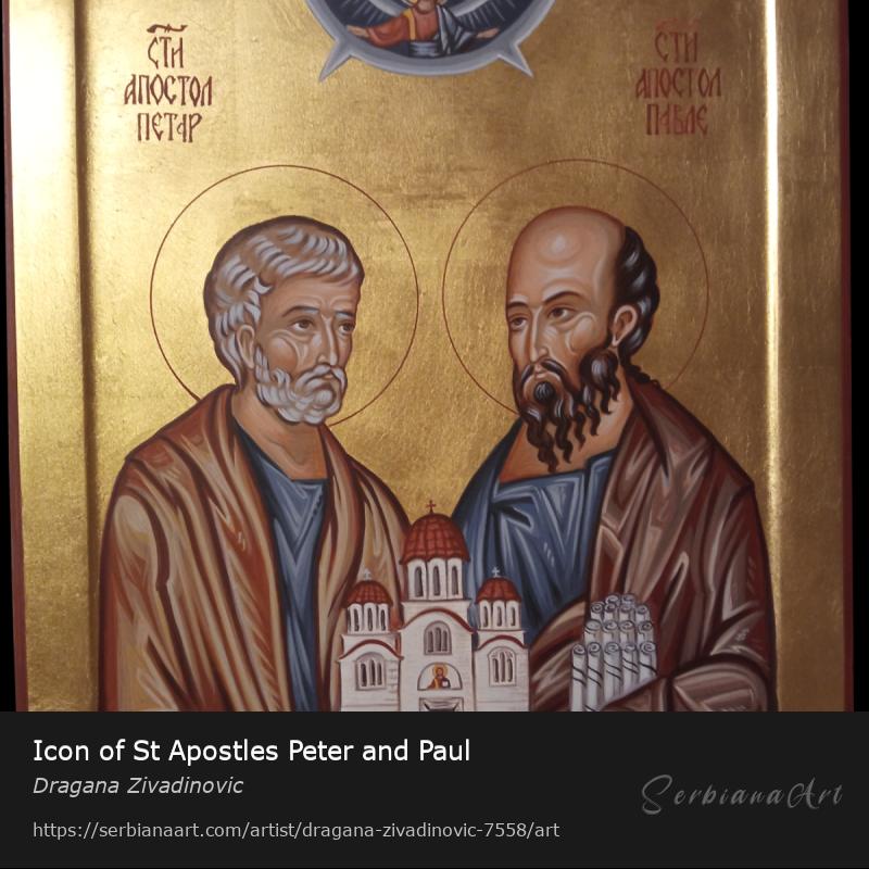 Icon of St Apostles Peter and Paul, Egg tempera/Wood, Dragana Zivadinovic