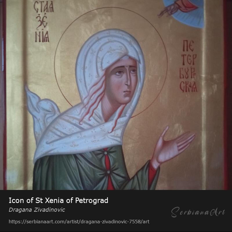 Icon of St Xenia of Petrograd, Egg tempera/Wood, Dragana Zivadinovic