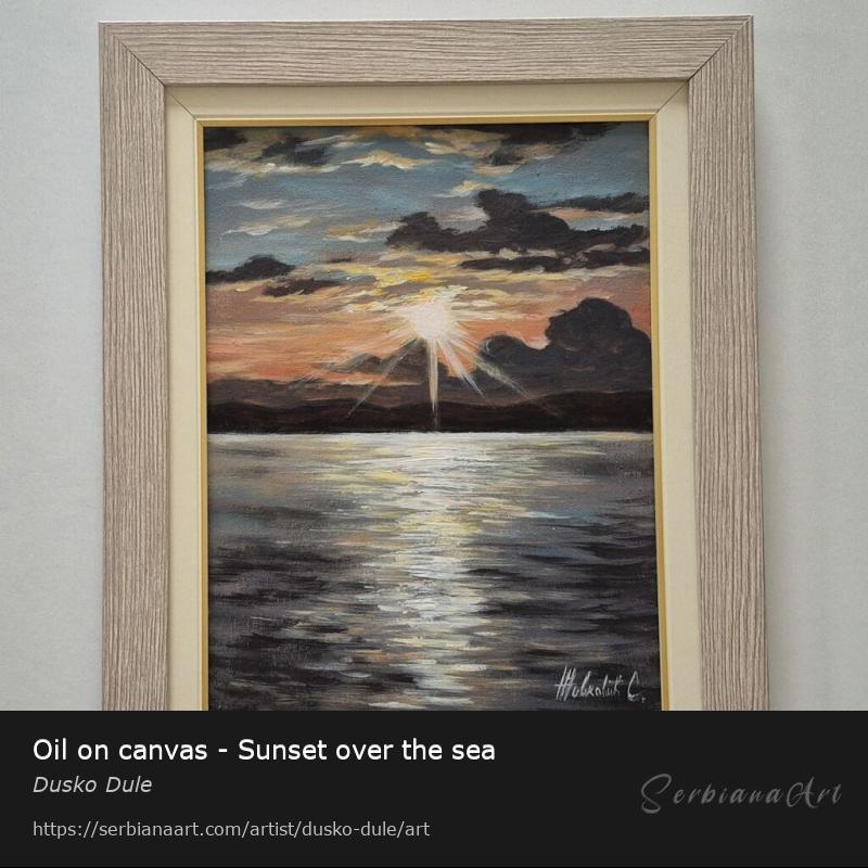 Oil on canvas - Sunset over the sea, Oil/Canvas, Dusko Dule