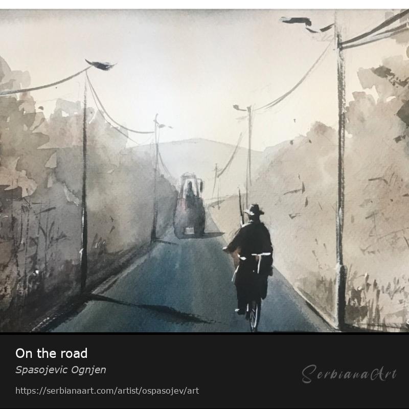 On the road, Watercolor/Paper, Spasojevic Ognjen