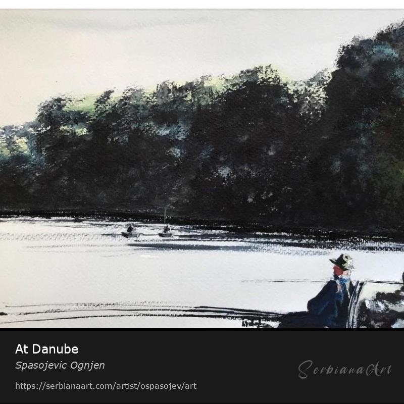 At Danube, Watercolor/Paper, Spasojevic Ognjen