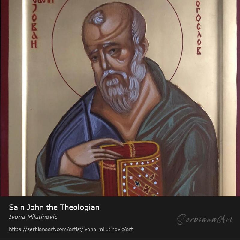 Sain John the Theologian, Egg tempera/Wood, Ivona Milutinovic