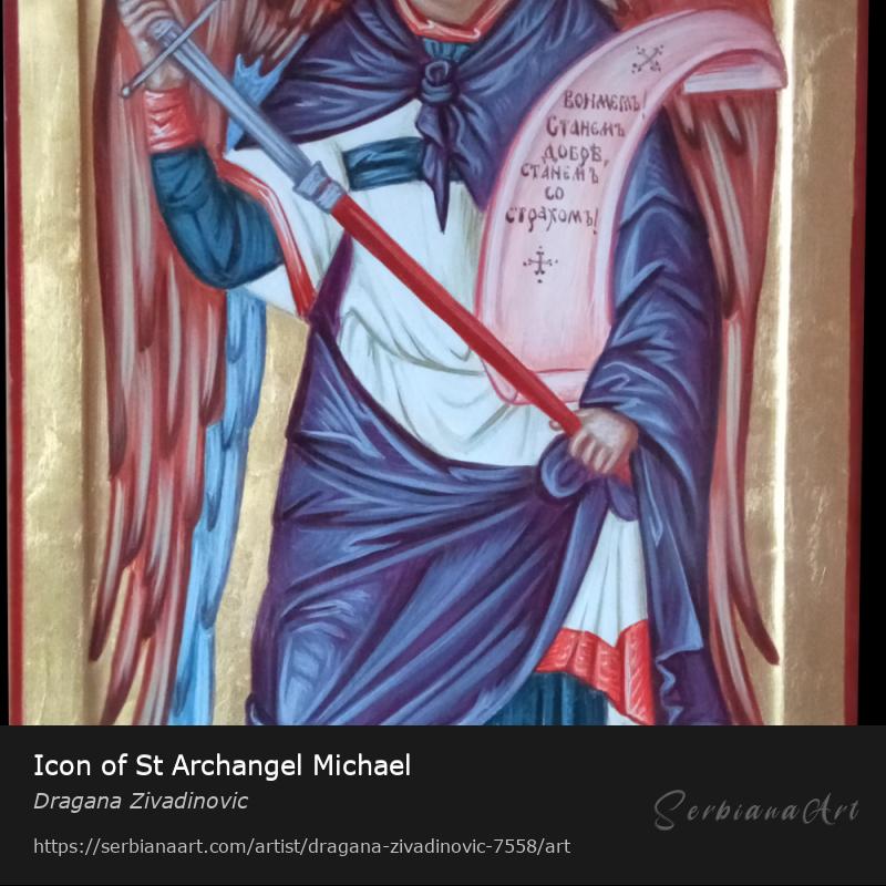 Icon of St Archangel Michael, Egg tempera/Wood, Dragana Zivadinovic