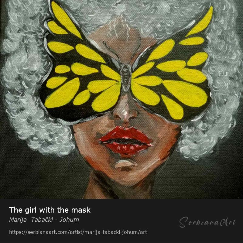 The girl with the mask, Acrylic/Canvas, Marija  Tabački - Johum