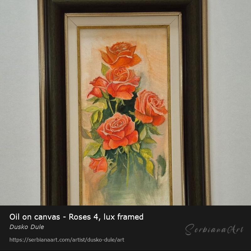 Oil on canvas - Roses 4, lux framed, Oil/Canvas, Dusko Dule