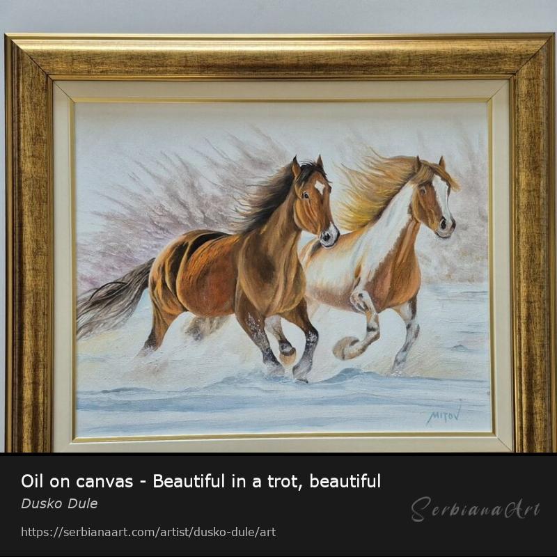 Oil on canvas - Beautiful in a trot, beautiful, Oil/Canvas, Dusko Dule