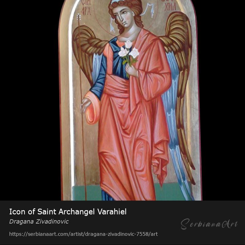 Icon of Saint Archangel Varahiel, Egg tempera/Wood, Dragana Zivadinovic