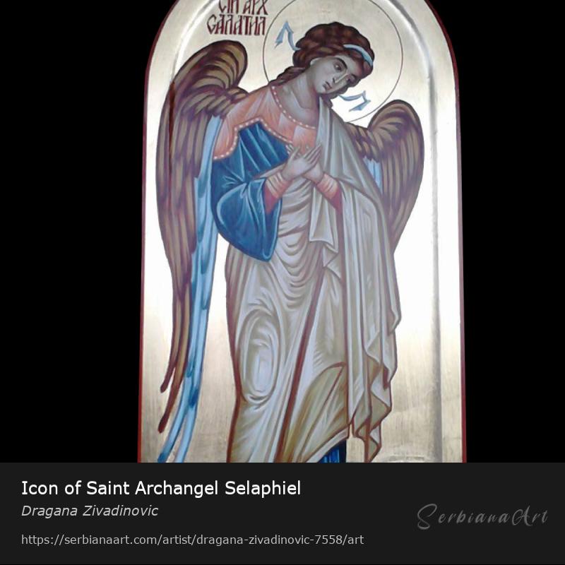 Icon of Saint Archangel Selaphiel, Egg tempera/Wood, Dragana Zivadinovic