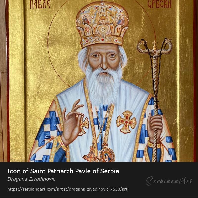 Icon of Saint Patriarch Pavle of Serbia, Egg tempera/Wood, Dragana Zivadinovic