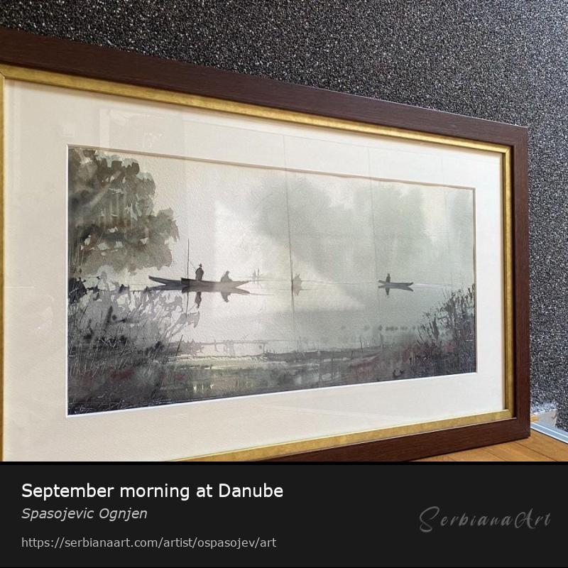 September morning at Danube, Watercolor/Paper, Spasojevic Ognjen