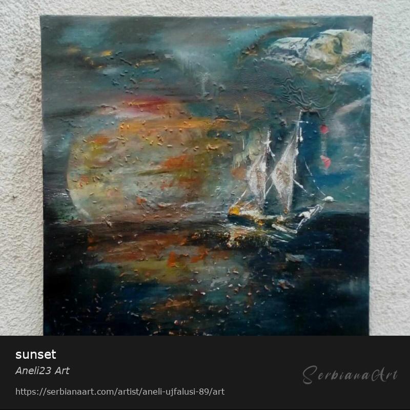 sunset, Oil/Canvas, Aneli23 Art