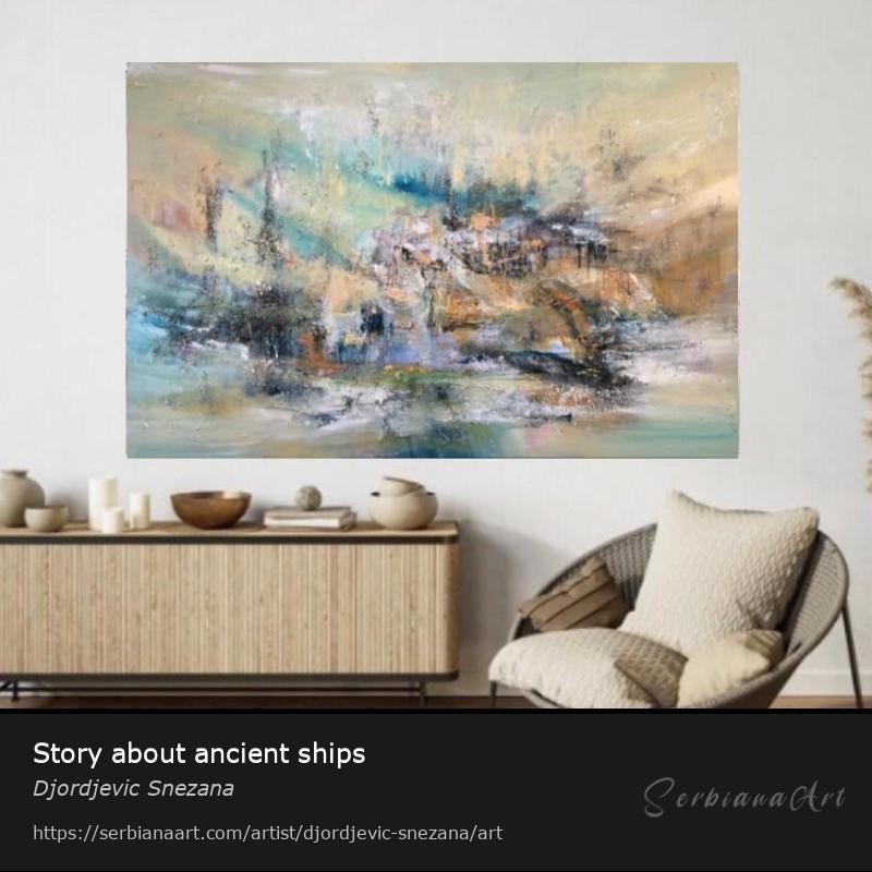 Story about ancient ships, Oil/Canvas, Djordjevic Snezana