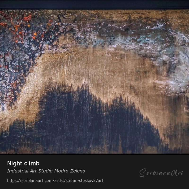 Night climb, Mixed Media/Canvas, Industrial Art Studio Modro Zeleno