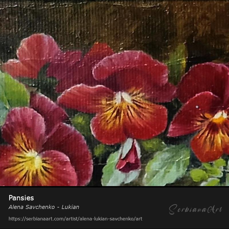 Pansies, Oil/Canvas, Alena Savchenko - Lukian