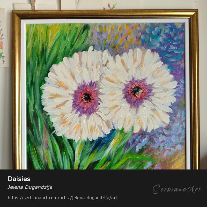 Daisies, Acrylic/Canvas, Jelena Dugandzija