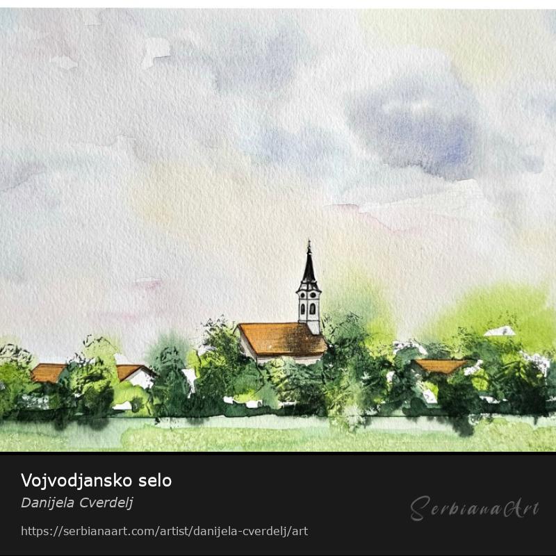 Vojvodjansko selo, Watercolor/Paper, Danijela Cverdelj