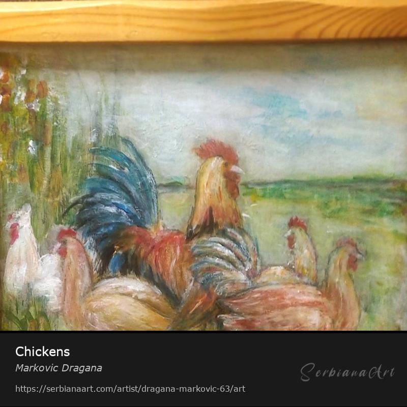 Chickens, Acrylic/Panel, Markovic Dragana