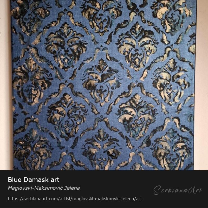 Blue Damask art, Acrylic/Canvas, Maglovski-Maksimović Jelena
