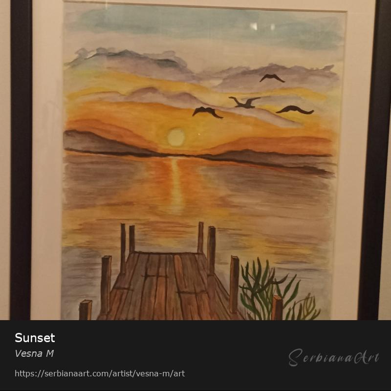 Sunset, Watercolor/Paper, Vesna M