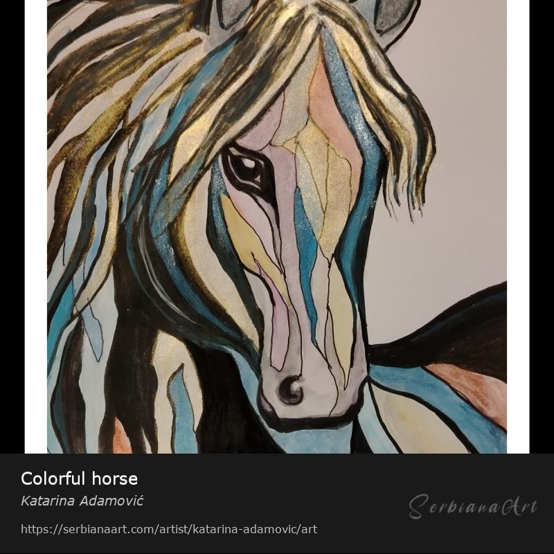 Colorful horse, Mixed Media/Mixed, Katarina Adamović