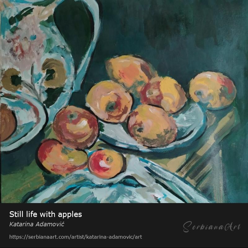 Still life with apples, Unspecified/Canvas, Katarina Adamović