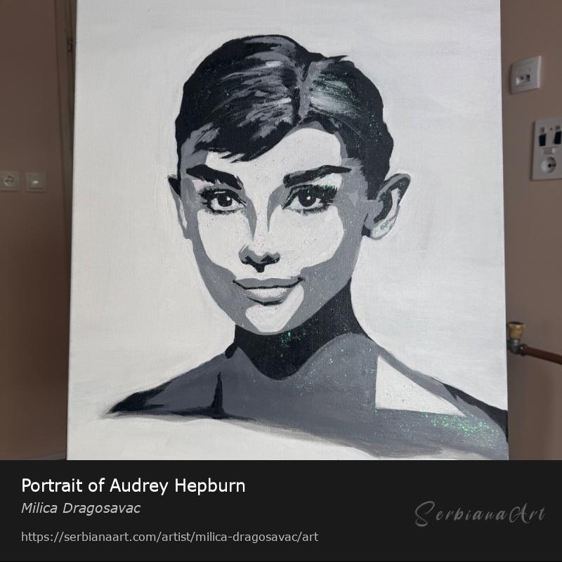 Portrait of Audrey Hepburn, Acrylic/Canvas, Milica Dragosavac