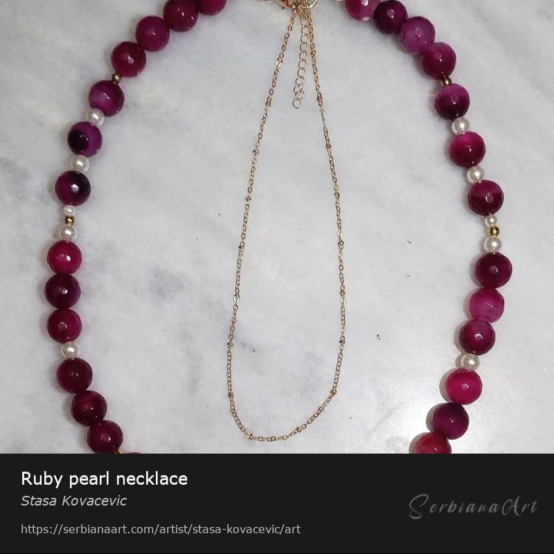 Ruby pearl necklace, Mixed Media/Mixed, Stasa Kovacevic