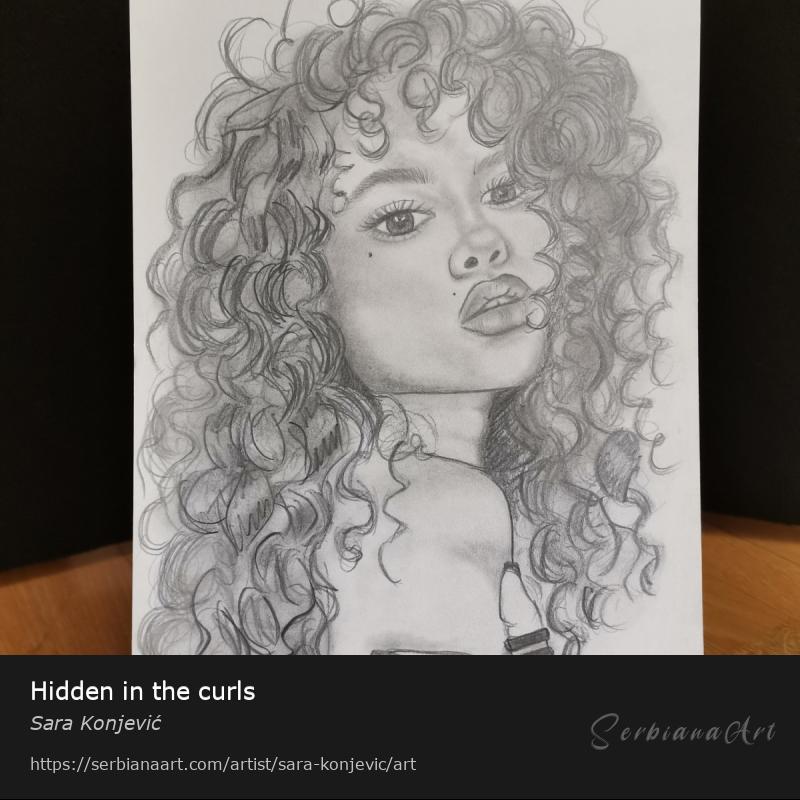 Hidden in the curls, Pencil/Paper, Sara Konjević