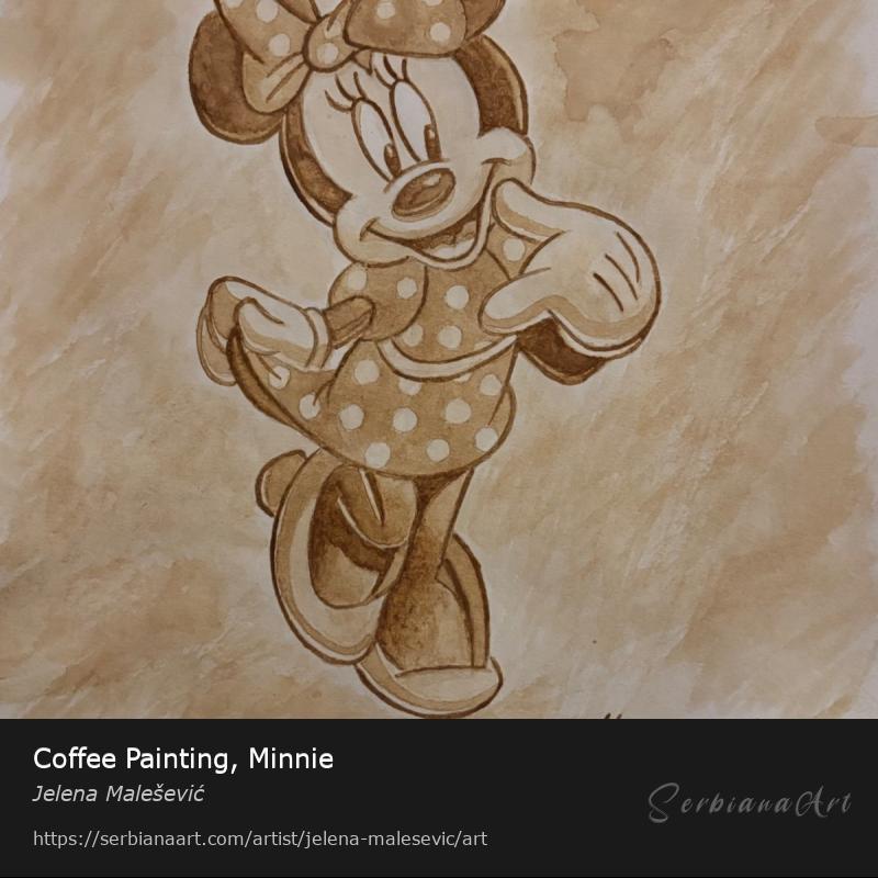 Coffee Painting, Minnie, Watercolor/Paper, Jelena Malešević