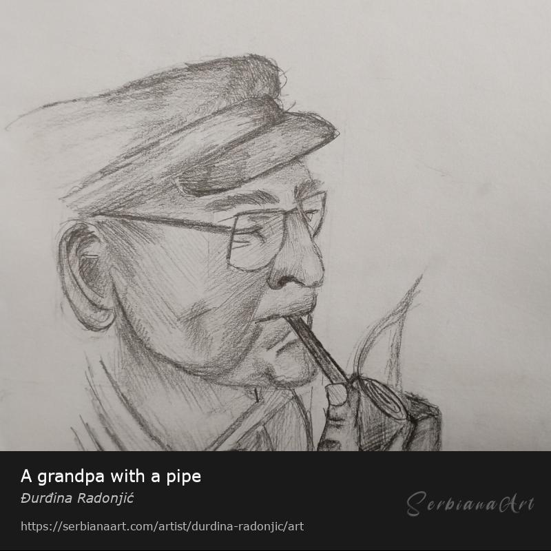 A grandpa with a pipe, Pencil/Paper, Đurđina Radonjić
