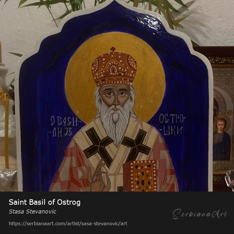 Saint Basil of Ostrog, Egg tempera/Wood, Stasa Stevanovic
