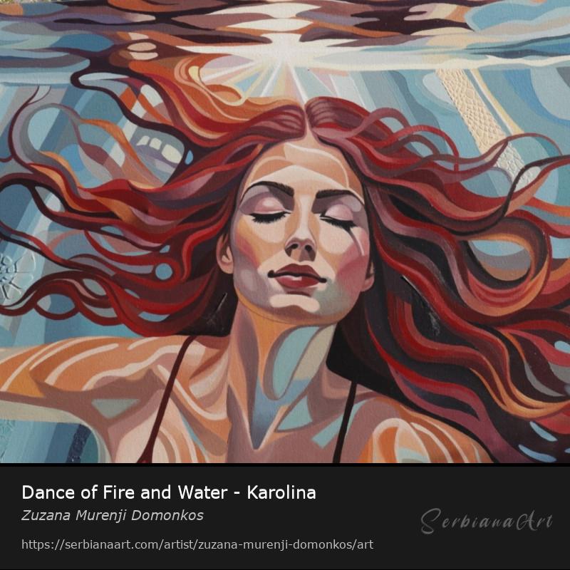 Dance of Fire and Water - Karolina, Acrylic/Canvas, Zuzana Murenji Domonkos