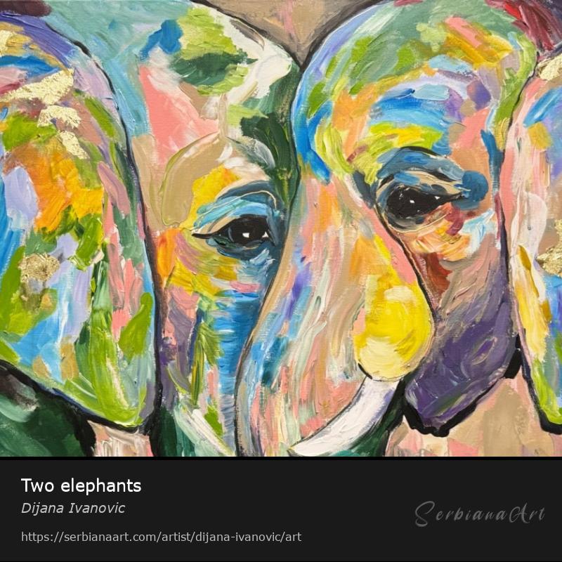Two elephants, Acrylic/Canvas, Dijana Ivanovic