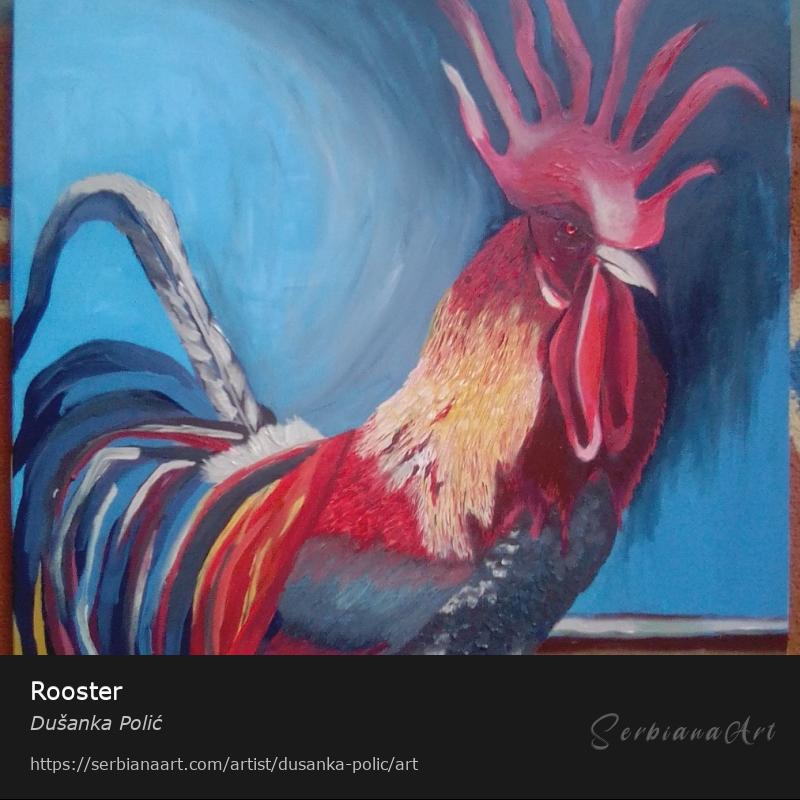 Rooster, Oil/Canvas, Dušanka Polić