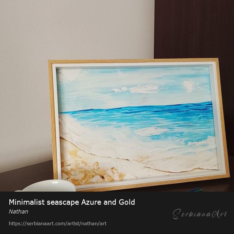 Minimalist seascape Azure and Gold, Mixed Media/Canvas, Nathan