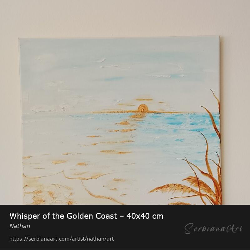 Whisper of the Golden Coast – 40x40 cm, Mixed Media/Canvas, Nathan