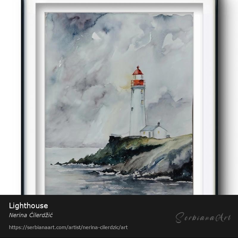 Lighthouse, Watercolor/Paper, Nerina Ćilerdžić