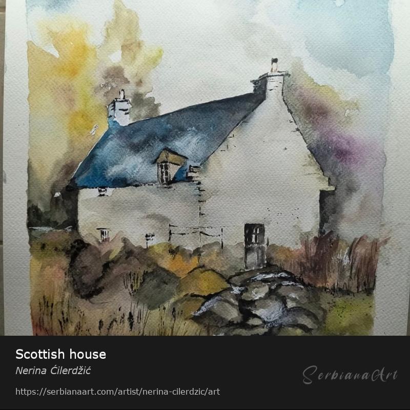 Scottish house, Watercolor/Paper, Nerina Ćilerdžić