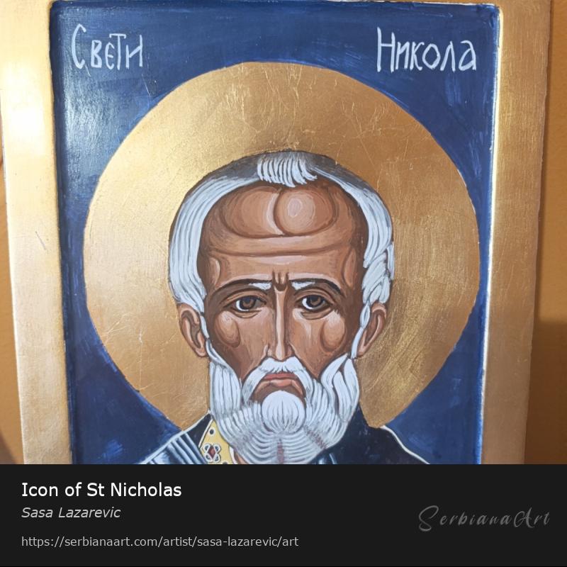 Icon of St Nicholas, Egg tempera/Wood, Sasa Lazarevic