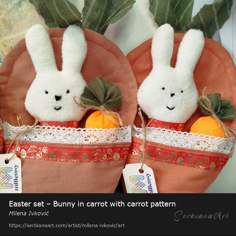 Easter set – Bunny in carrot with carrot pattern, Creative Handicraft/Canvas, Milena Ivković